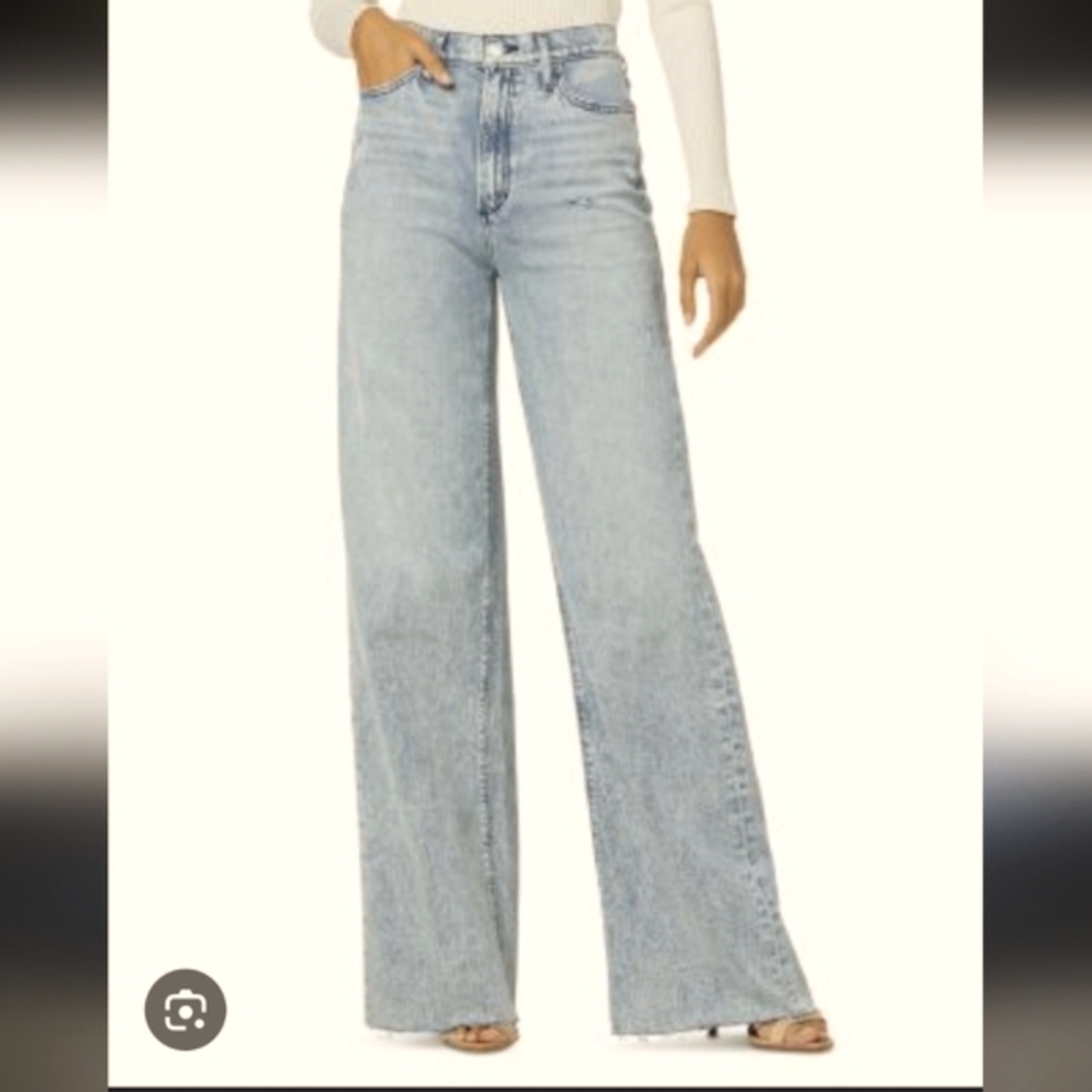 Joe's Jeans. The Mia High Rise Wide Leg  Jeans Serene 34 Raw Hem 16 18